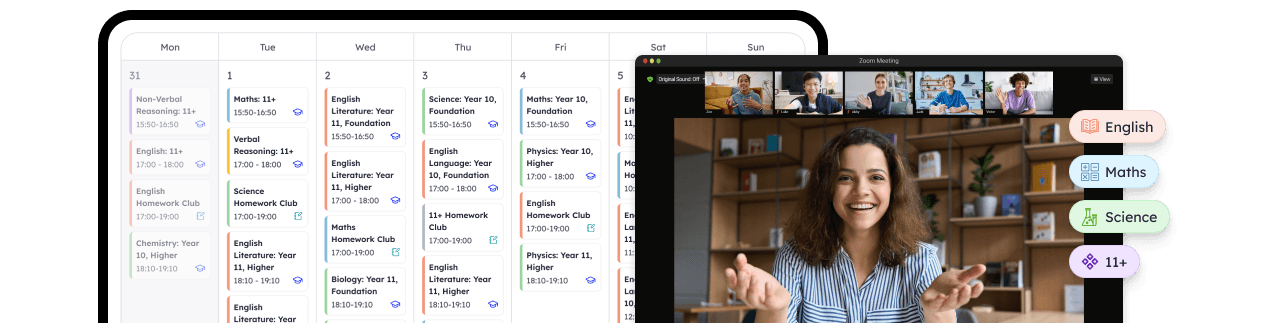 Mockup image of Tutorgym class and schedule